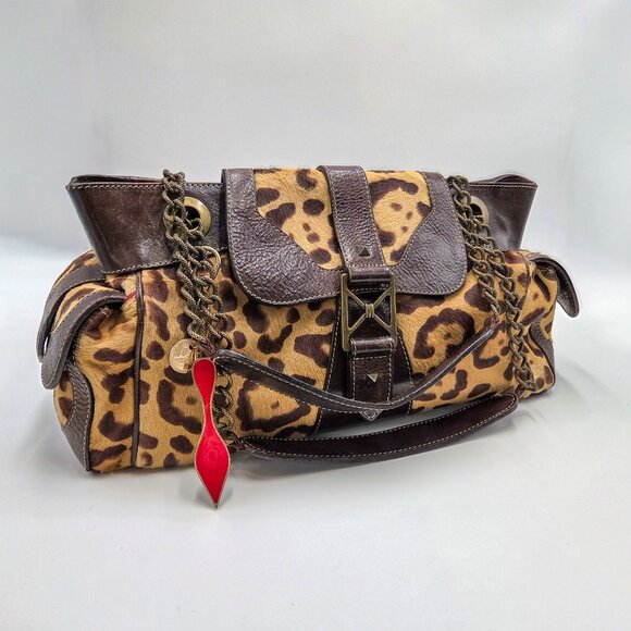 Christian Louboutin Handbags - RARE Vintage CHRISTIAN LOUBOUTIN Cheetah Print Pony Hair Leather Chain Bag